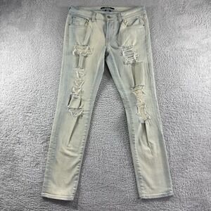 Vintage Y2K‎ Bebe Jeans Womens 28x27 Lightwash Distressed Ripped Bleach Stretch